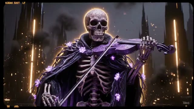 Skeletal Violinist Gothic City - Baroque Horror