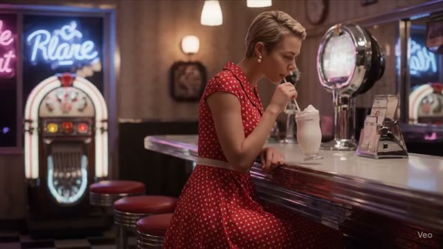 Vintage Diner Romantic Scene - 1950s Style