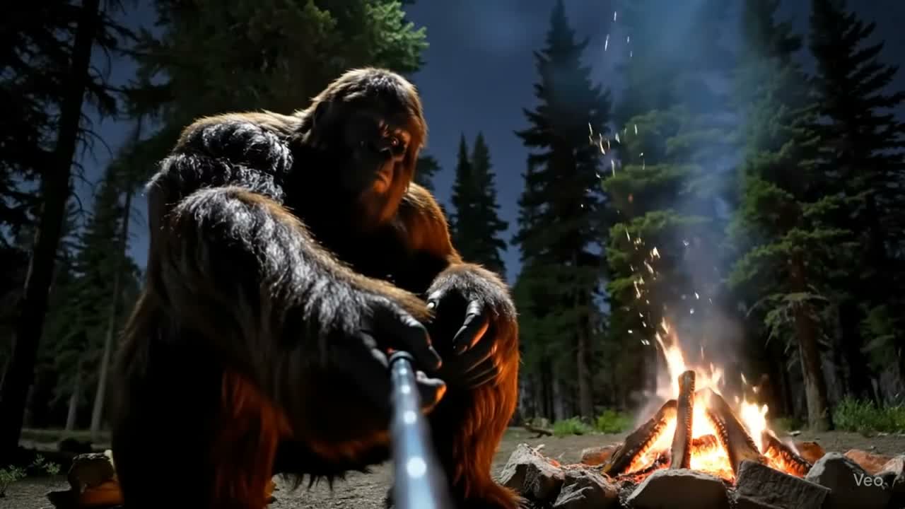 Campfire Bigfoot selfie